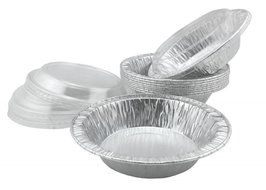 Aluminum Foil Mini Pie Pans/Tart Pans 4-1/8" Mini Pot Pie Baking Plate With Plastic Clear Lids, 10 Sets. (10 Pans... N2