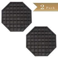 (Set of 2) Octagonal Black Plastic Drip Tray - 6 x 6 Inches N3