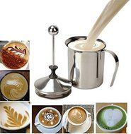 400ml Milk Coffee Frother Cappuccino Stainless Steel Milk Creamer Foam Double Froth Pump Tool