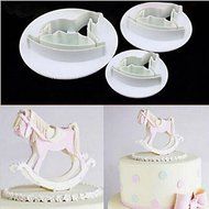 Sher Whirligig Wooden Horse Fondant Cake Cutter Mould Cookies Cutters Sugarcraft Decor,Set of 3 N2