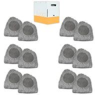 Theater Solutions 12R8G Outdoor Granite 8" Rock 12 Speaker Set with Wire for Yard Pool Spa Patio Garden