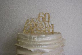 All About Details Gold 60-Years-Blessed Cake Topper N3