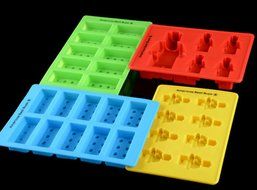 Best Candy Molds &amp; Ice Cube Mold for Lego Lovers with Bonus Recipe eBook by Americas Best Buys (4-Pack) N2