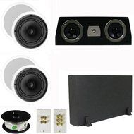 Theater Solutions 5.1 Home Theater 6.5" Speakers Set with Center, 8" Powered Sub and More TS65CC51SET1