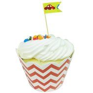 AllyDrew Standard Size Chevron Cupcake Wrappers (Set of 20), Orange N25