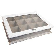 ukgiftstoreonline Vintage Shabby Chic - Wooden Box Tea Bag Chest 12 Compartment
