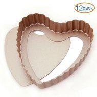 LOHOME Quiche Pan, Set of 12 PCS Bakeware Nonstick Tart/Quiche Pans Cupcakes Torte Souffle Cheesecake Egg Tart... N5