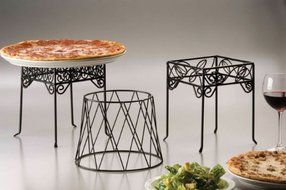 American Metalcraft (PSS77) Single-Shelf Black Square Scroll Contempo Pizza Stand N2