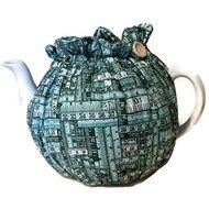 Teapot Cozy blue teal measuring tape for 5-8 cup teapot #346 N2