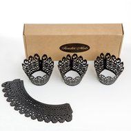Fonder Mols Set of 120pcs Black Vine Filigree Laser Cut Lace Cupcake Wrapper Wraps Liner Pearlescent Cupcake Muffin...