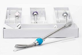 PremiumDesign Bombilla Straws, Great for Yerba Mate, Loose Tea, Ground Coffee. 21cm Long, Silver (Sky Blue) N7