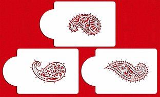 Designer Stencils C732 Jaipur Paisley Cake Stencil Set, Beige/semi-transparent N3