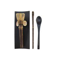 BambooMN Brand - 1 Set - Golden Chasen (Tea Whisk) + Chashaku (Hooked Bamboo Scoop) for preparing Matcha + Tea... N8