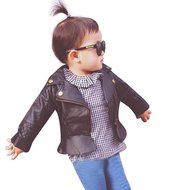 Kid&#039;Coat,Laimeng Child Kid Baby Fashion Infant Leather Jacket Zipper Hooded Coats Outwear Coat (80, Black) N5