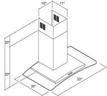 Range Hood Wall Mounted Black 30" KA-112-BLK NT AIR. Made in Italy. N2