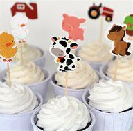 Yunko Set of 24 Farm Animals Cake Cupcake Decorative Cupcake Topper for Kids Birthday Party Themed Party Baby... N19