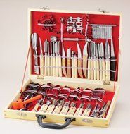 International Culinary Carving Set 80 Piece, Wood Case