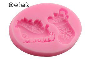 Doinb Christmas Trees Santa Claus Snowman Deer FDA Silicone Fondant Molds Outer Size 7.3x7.3x1.2cm GJM-2800 N18