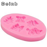 Doinb Christmas Trees Santa Claus Snowman Deer FDA Silicone Fondant Molds Outer Size 7.3x7.3x1.2cm GJM-2800 N19