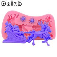 Doinb Christmas Trees Santa Claus Snowman Deer FDA Silicone Fondant Molds Outer Size 7.3x7.3x1.2cm GJM-2800 N21