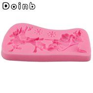 Doinb Christmas Trees Santa Claus Snowman Deer FDA Silicone Fondant Molds Outer Size 7.3x7.3x1.2cm GJM-2800 N22