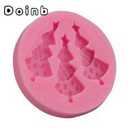 Doinb Christmas Trees Santa Claus Snowman Deer FDA Silicone Fondant Molds Outer Size 7.3x7.3x1.2cm GJM-2800 N23