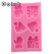 Doinb Christmas Trees Santa Claus Snowman Deer FDA Silicone Fondant Molds Outer Size 7.3x7.3x1.2cm GJM-2800 N24