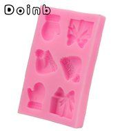 Doinb Christmas Trees Santa Claus Snowman Deer FDA Silicone Fondant Molds Outer Size 7.3x7.3x1.2cm GJM-2800 N25