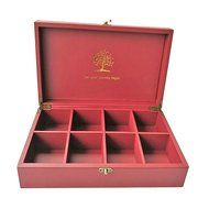 Serenity Tea Wooden and Leather Tea Box With 8 Equally Divided Compartments N10
