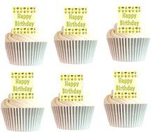 24pk Emoji Happy Birthday Edible Cupcake Decoration Topper Picks