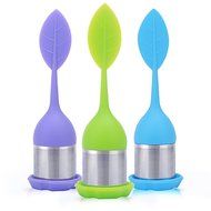 Tea Infuser, MaxMall 4-Pack Silicone Tea Infuser Handle Stainless Steel Strainer&nbsp;filter Infuser&nbsp;with Drip Tray... N4