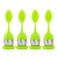 Tea Infuser, MaxMall 4-Pack Silicone Tea Infuser Handle Stainless Steel Strainer&nbsp;filter Infuser&nbsp;with Drip Tray... N8