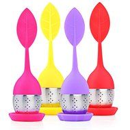 Tea Infuser, MaxMall 4-Pack Silicone Tea Infuser Handle Stainless Steel Strainer&nbsp;filter Infuser&nbsp;with Drip Tray... N9