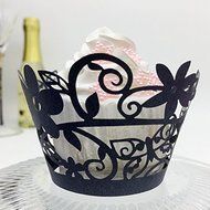 CozyT 50 PACK Flowers Cupcake Wrappers Artistic Bake Cake Paper Cups Vine Lace Laser Cut Liner Baking Cup Muffin... N19