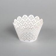 60 Pcs Laser Cut White Pearly Paper Garden Cupcake Wrappers Wraps Cases Wedding Birthday Party Decorations N6