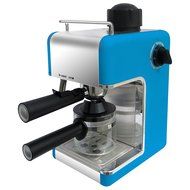 Bene Casa Stainless Steel 4-Cup Blue Espresso Maker with Frother