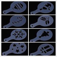 AIHOME Christmas Plastic Coffee Flowers Die Fancy Coffee Printing Template Model Milk Foam Spray Tool 8pcs for... N4
