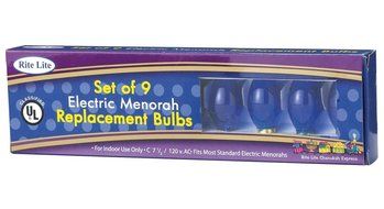 9ct Blue C7 1/2 Electric Hanukkah Menorah Glass Replacement Bulbs
