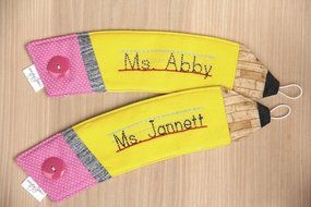 Pencil Shaped Coffee Cup Sleeve with Teacher's Name N5