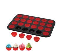 Non Stick Mini Cupcake/Muffin Pan With 24 Reusable Silicone Cupcake Holders
