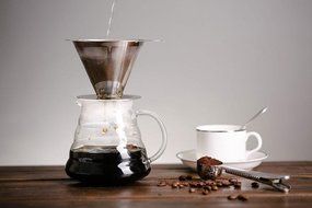 Kobwa Stainless Steel Coffee Filter Reusable Paperless Pour Over Cone Dripper with Cup Stand N2