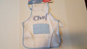 Child Blue &amp; White Cooking Chef's Apron with Chef's Hat