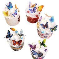 Winrase&reg; Pack of 50 Colorful Small Butterfly Party Decoration Cake and Cupcake Toppers N4