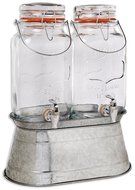 Palais Glassware High Quality Clear Glass Beverage Twin Dispenser with Bail &amp; Trigger Locking Lid - 3.68 Quart... N2