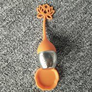 Cute Designed Lotus Shaped Stainless Steel Tea Infuser Teaspoon Silicone Loose Leaf Herb Strainer Filter Blue N8