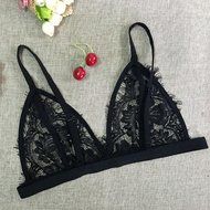 PHOTNO Women Hollow Translucent Underwear Sheer Lace Strap Lingerie Bra Top Bustier N8