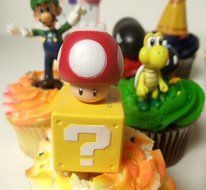 Super Mario Brothers 18 Piece Deluxe Birthday Cupcake Topper Set Featuring Shy, Mario, Goomba, Yoshi, Bomb, Luigi... N7