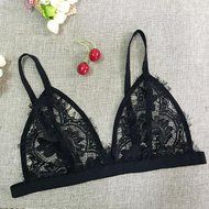 PHOTNO Women Hollow Translucent Underwear Sheer Lace Strap Lingerie Bra Top Bustier N9