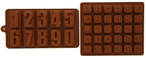 Juvale Silicone Chocolate Hard Candy Mold Set Numbers Alphabet Heat Resistant - 2 Piece Set- 7x6x.5" and 8x4.5x.5" N2