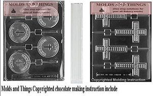 Baby's Christening Lolly Chocolate Candy Mold, Cross Chocolate Candy Mold and 50 sticks With Candy Making Instruction N4